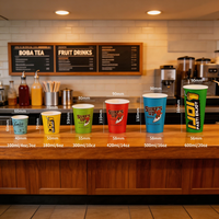 Gobelet en papier écologique biodégradable avec revêtement PLA pour boissons froides 16oz 22oz pour Bubble Tea Smoothie Jus Café Glacé avec couvercles