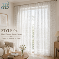 Rideau Voilage Floral Personnalisé Blanc Léger pour Salon et Chambre à Coucher – Décoration de Fenêtre