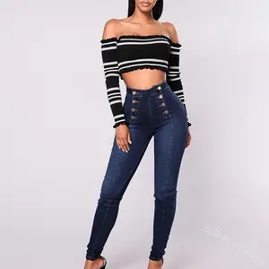 LADY LONG duplo painéis botões plus sizes street wear jeans algodão skinny leggings mulheres bunda elevador calças jeans