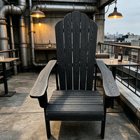 Chaise Adirondack noire moderne et durable en plastique HIPS avec structure en acier, résistante à l'eau et à la corrosion, pour jardin, patio et salon