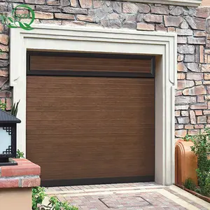 Custom Sized Residential Classic Wood Grain Galvanized Steel Panel Electric Garage Door