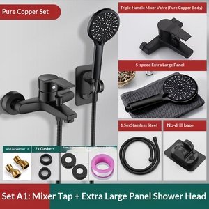 Miscelatore per <span class=keywords><strong>Doccia</strong></span> e Vasca da Bagno a Parete in Acciaio Inox 304 Nero Opaco di Qualità Alberghiera con Doppia Uscita e Nucleo in Ceramica per Massaggio a Pioggia - Product Image 5