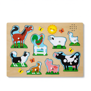 <b>Wooden</b> Animal <b>Pegged</b> Puzzle Toddler Jigsaw Montessori Learning Toy Fine Motor Educational Board for Kids - Product Image 1