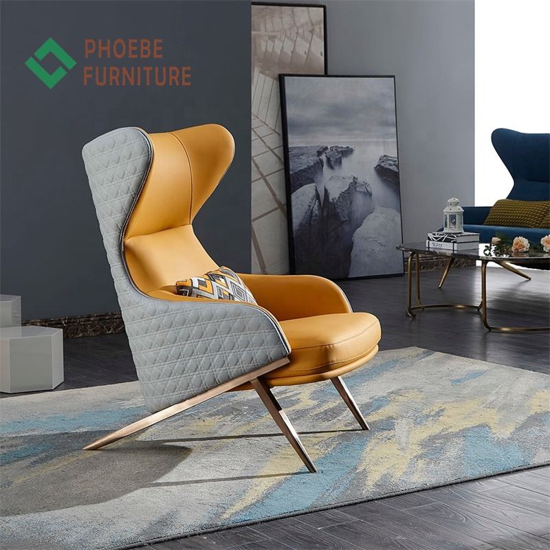 Modern Beige Lounge Accent High Wingback Chair with Golden Metal Legs