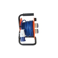 Enrouleur de câble industriel 25m 50m CEE 16A 240V avec double prise, enrouleur PP, cadre en fer triangulaire, câbles 1,5mm et 2,5mm