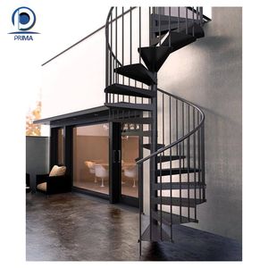 Prix des escaliers en colimaçon Prima Villa, escaliers modernes en métal pour l'extérieur, escaliers intérieurs en <span class=keywords><strong>bois</strong></span> noir, style extérieur en fer forgé personnalisé - Product Image 1