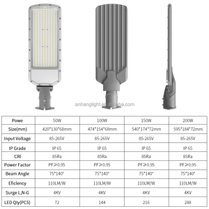 Lámpara LED de Calle de 50W 100W <span class=keywords><strong>150W</strong></span> 200W, IP65 Impermeable, Ángulo Ajustable, Aluminio Fundido a Presión, Lámpara LED de Calle para Exteriores - Product Image 2