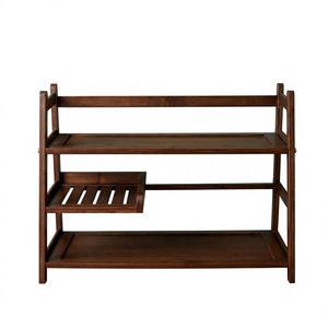 Wooden Three Tier <b>Storage</b> <b>Rack</b> For <b>Kitchen</b> Countertop Tableware Organization Rustic Style Standing Type Durable Countertop table - Product Image 1