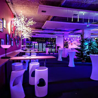Tabouret de bar moderne en plastique avec éclairage LED RGB changeant de couleur, télécommande incluse, pour hôtel, boîte de nuit