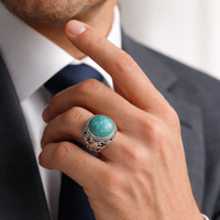 S925 Silber Kristallbesetzter Vintage Gravierter Ring