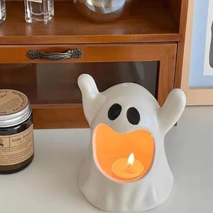 Portavelas de Cerámica Hecho a Mano, Diseño de Fantasma de Halloween, Bonito y Acogedor, para Fogata - Product Image 5