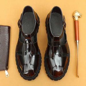 Sandales Oxford Vintage Premium pour Hommes, Été Automne, Semelle Épaisse, Cuir Brillant, Lacets, Légères, Antidérapantes - Product Image 1