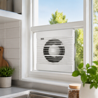 Ventilateur d'extraction mural rond en plastique blanc étanche à 6 pales pour salle de bain et toilettes, idéal pour système d'évacuation