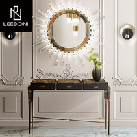 Table d'entrée contemporaine en laiton et marbre noir de luxe léger tables consoles élégantes