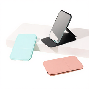 Portable Folding PU Leather Desktop <b>Makeup</b> <b>Mirror</b> Adjustable Stand Glass <b>Mirror</b> Single Sided Compact Travel <b>Vanity</b> <b>Mirror</b> - Product Image 3