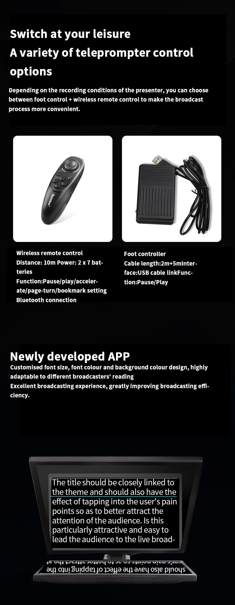 Bestview T22 22" HD Display Camera Video Teleprompter For Broadcast Live Speech DSLR Camera Teleprompter Equipment
