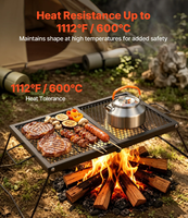 Grille de camping pliable robuste, grille de barbecue portable, maille en acier robuste, équipement compact pour foyer de camping