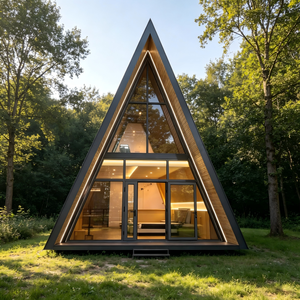 Cabaña Triangular de Madera de Diseño Moderno, Estructura de Acero Resistente a la Intemperie para Vivir Durante Todo el Año - Product Image 1