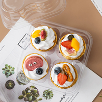 Vente en gros de mini boîtes de transport PET 1 2 4 blister à clapet pour cupcakes gelée jus sucre plastique transparent alimentaire