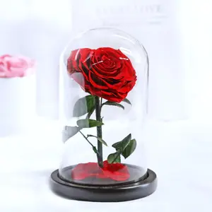 9-10厘米玻璃穹顶巨型玫瑰保存花高科技价格优惠玻璃穹顶心形玫瑰