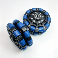 Roue omnidirectionnelle 2LH-125 de 125 mm à double couche de roulement à billes, rouleau en caoutchouc bleu pour robot AGV