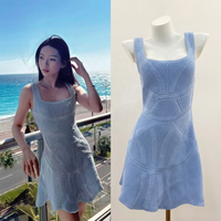Robe en tricot pour femme OUDINA, nouvelle arrivée été, décontractée, sans manches, col en U, mini, crochet
