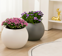 Pot Plastik Dekoratif Modern Bulat Gaya Nordic, Penyerap Air Otomatis, untuk Tanaman Rumah & Taman