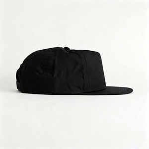 Casquette de baseball noire à 5 panneaux unisexe en nylon recyclé, couleur unie, taille adulte, séchage rapide, idéale pour l'extérieur, cadeau - Product Image 3