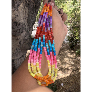 Multi Color Smooth <b>Opal</b> Rondelle Beaded Strand <b>Necklace</b>, 5-6mm Candy <b>Opal</b> AAA Quality - Product Image 1