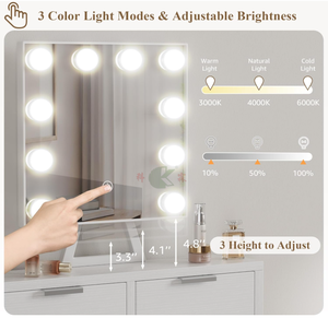 Toeletta Moderna in Legno con Specchio e Cassetti, Scrivania di Lusso per Trucco da Camera da Letto - Product Image 5