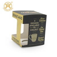 Caja de embalaje de taza impresa personalizada con ventana de plástico, taza de café, Taza de cerámica, caja de papel de cartón, Material reciclable