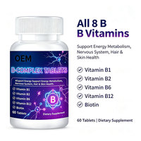 Comprimés de complexe B de base, 60 unités, avec mélange de vitamines B, complément OEM pour l'énergie quotidienne, le système nerveux et le soutien immunitaire