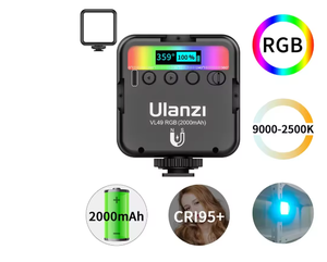 <span class=keywords><strong>VL49</strong></span> <span class=keywords><strong>ulanzi</strong></span> ไฟวิดีโอ LED สี RGB 2500K-9000K 800LUX แม่เหล็กกรอกข้อมูลขนาดเล็ก3 Cold SHOE 2000mAh ชนิด C ไฟกล้อง - Product Image 6