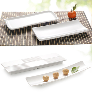 White Melamine Long <strong>Rectangular</strong> <strong>Plates</strong> - Commercial Grade <strong>Serving</strong> Trays for Hot Pot &amp; Buffet - Product Image 1