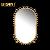 Gold Plated Brass Finished European Design Solid Copper Mirror Hand Polished Decorative Wall Art for Villa Bedroom