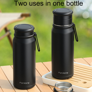 All'ingrosso fiaschetta termica minimalista da 1l bottiglia d'acqua in acciaio inox con infusore di tè due coperchi per bere direttamente - Product Image 4