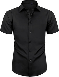 Camisas <span class=keywords><strong>de</strong></span> vestir elásticas <span class=keywords><strong>de</strong></span> cuatro lados para hombre, camisas informales formales antiarrugas sin hierro para hombre, ropa <span class=keywords><strong>de</strong></span> manga corta <span class=keywords><strong>de</strong></span> negocios para hombre - Product Image 2