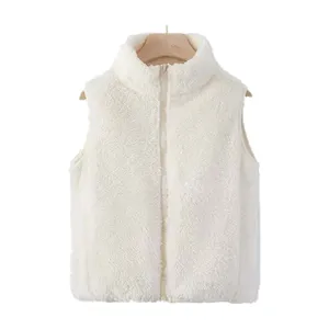 Customized white and pink Sleeveless Coral Fleece Girls Children fleece vest