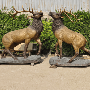 تمثال غزال برونزي مصبوب حديث بحجم طبيعي مخصص لتزيين الحدائق الخارجية - Product Image 4