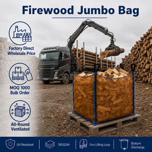 Sacos de Leña Ventilados de 1000 kg, Bolsa Grande de Malla para Leña, <span class=keywords><strong>Jumbo</strong></span> FIBC, Saco a Granel, Tratado con Protección UV, Reutilizable, Resistente, Saco de Leña - Product Image 1