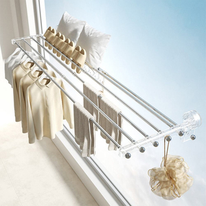 SANIPRO Porte-serviettes mural pliable pour salle de bain, séchoir à linge télescopique sans perçage avec ventouse - Product Image 3