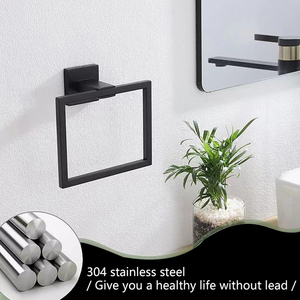 2023 nuovo <span class=keywords><strong>Set</strong></span> di appendiabiti da bagno in acciaio inossidabile asta portasciugamani quadrata addensata con gancio portasciugamani di carta - Product Image 4