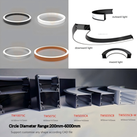 Profil LED architectural incurvé 5075, luminaire suspendu circulaire noir doré personnalisé pour les projets commerciaux de grande envergure