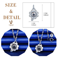 En stock, collier romantique tendance pour couples, argent 925 plaqué rhodium/platine, projection de photo personnalisée, 100 langues, je t'aime