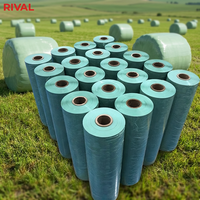 Film d'emballage pour balles de foin et ensilage en plastique LLDPE vert et blanc de 500 mm et 750 mm pour l'agriculture