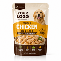 Sachet d'emballage personnalisé en PP monofilament imprimé pour aliments pour animaux de compagnie, pochette stérilisable, recyclable, sans aluminium, pour aliments humides pour chiens au poulet tendre