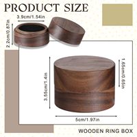 Noyer bois couleur 2 pouces anneau porteur boîte rond anneaux support pour hommes femmes Mini Unique anneaux bijoux mallette de rangement