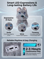 Peluche interactive électrique personnalisée Chien Husky Gris Cuteyeah avec IA vocale et émotions, compagnon multi-langues pour enfants, expédition immédiate