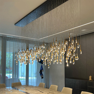 Lustre en cristal de luxe en forme de goutte d'eau <span class=keywords><strong>pour</strong></span> hôtel, éclairage de <span class=keywords><strong>plafond</strong></span> haut avec <span class=keywords><strong>suspension</strong></span> <span class=keywords><strong>pour</strong></span> longues escaliers - Product Image 2