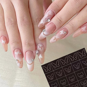Pochoirs à ongles japonais autocollants, motifs creux en forme de cœur, papillon, étoile et pointes françaises, modèles pour aérographe pour salon et nail art DIY - Product Image 3